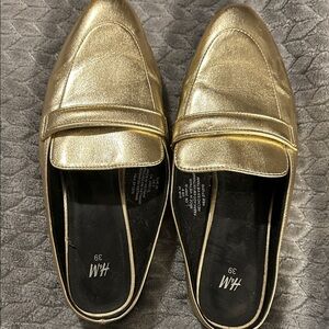 H&M Metallic Gold Slip-On Loafers 8
